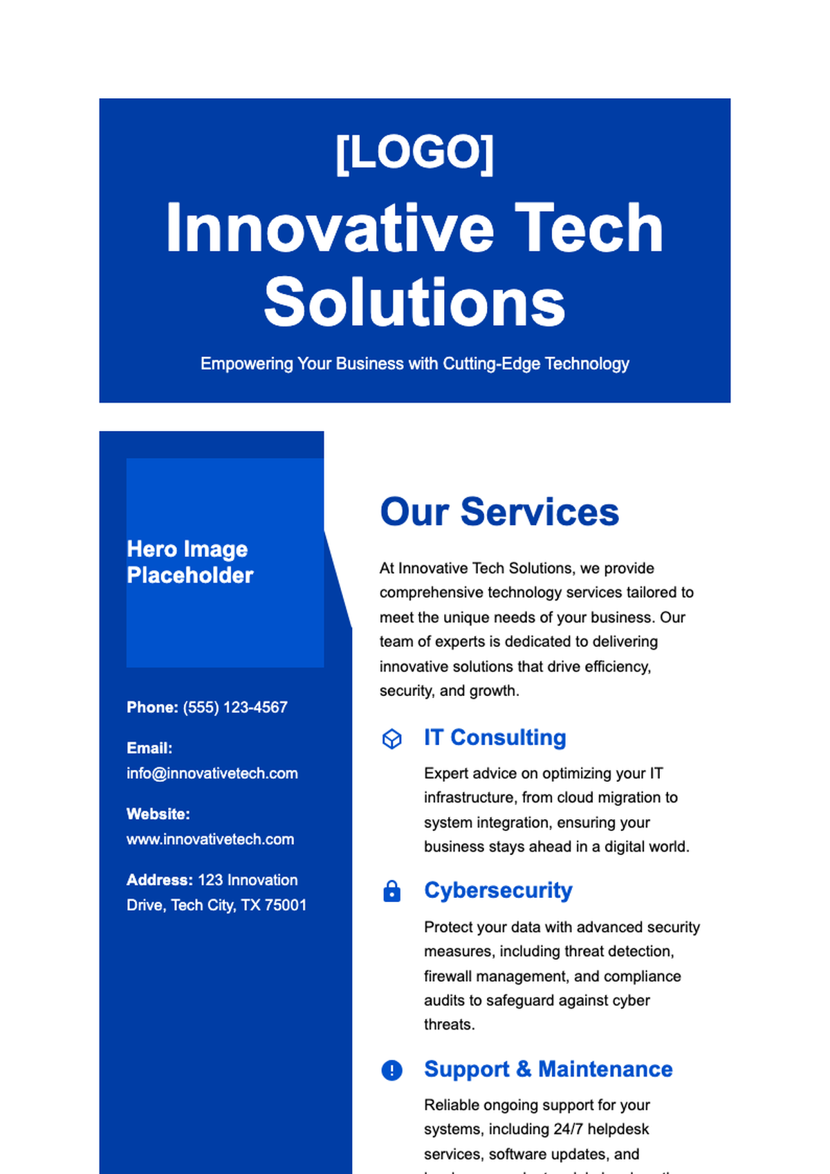 Professional business brochure with smiling woman and service sections_variant_2